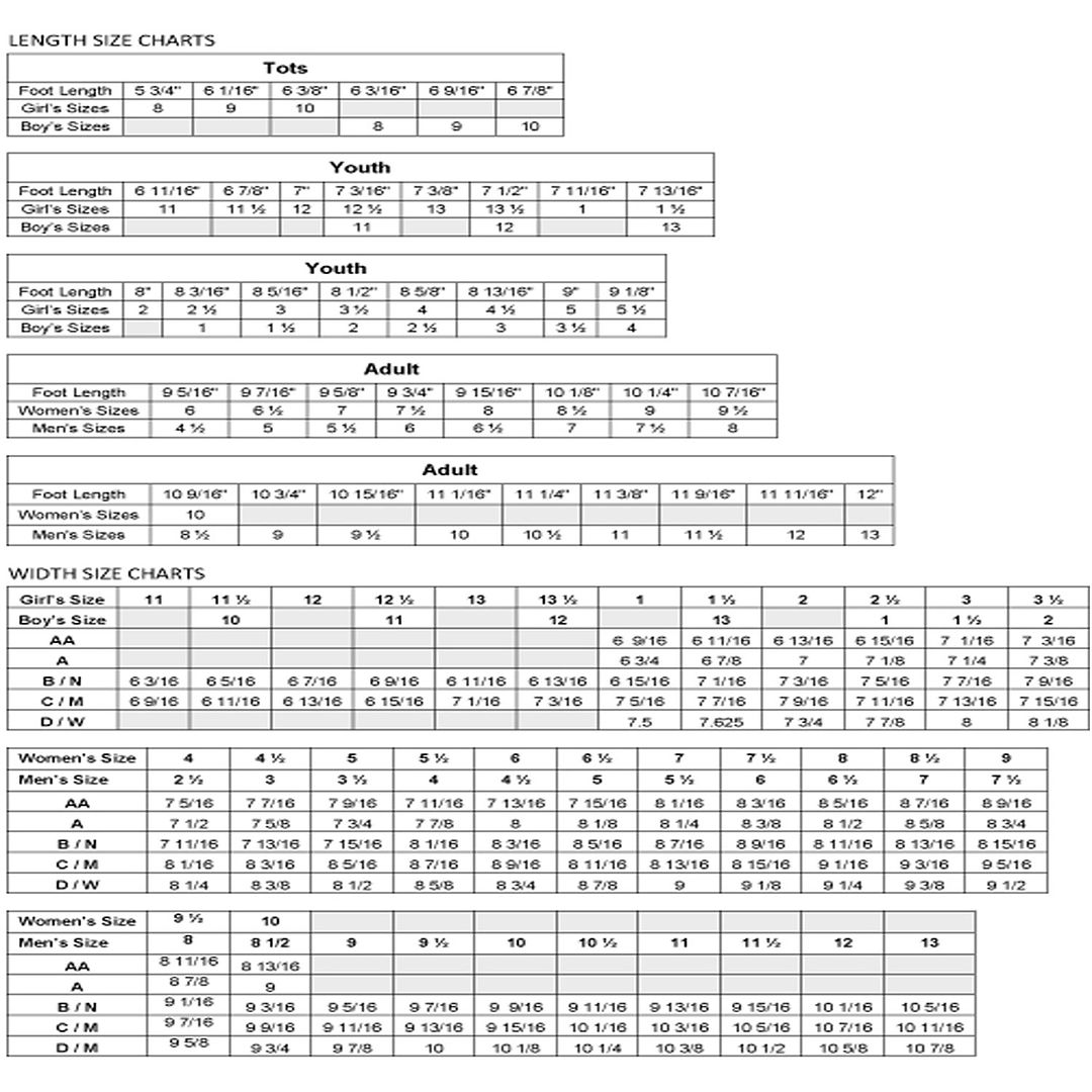 Figure Skate Size Chart Vs Shoe Size